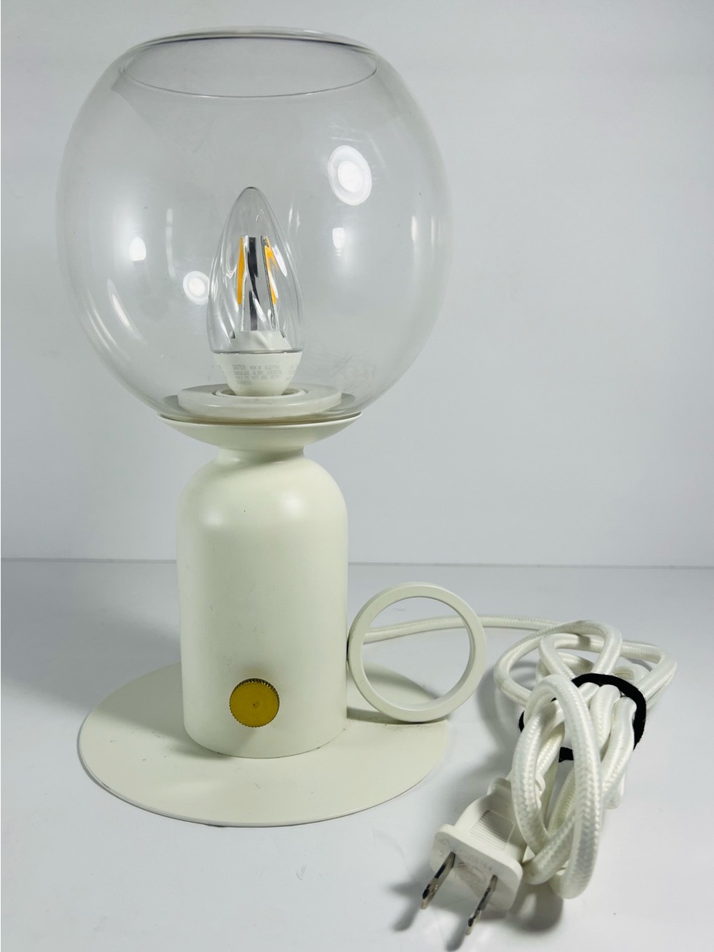 IKEA Askmuller Electric Light Grey white Metal Base Glass Globe desk table lamp